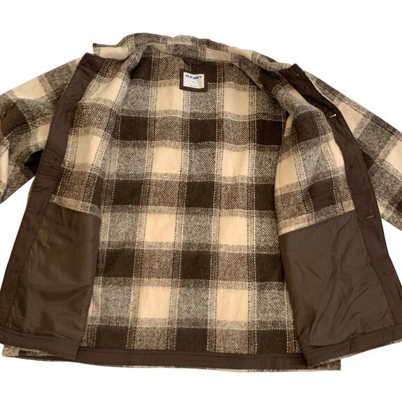 Old Navy Mens Brown Plaid Shacket Size XXL Full Button Front 4 Pocket Wool - Picture 13 of 16